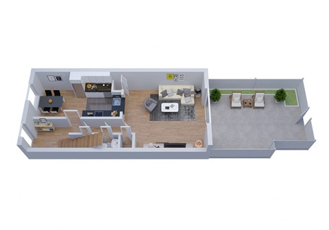 Floor plan for 2 beds, 1.5 baths, 1288 sqft